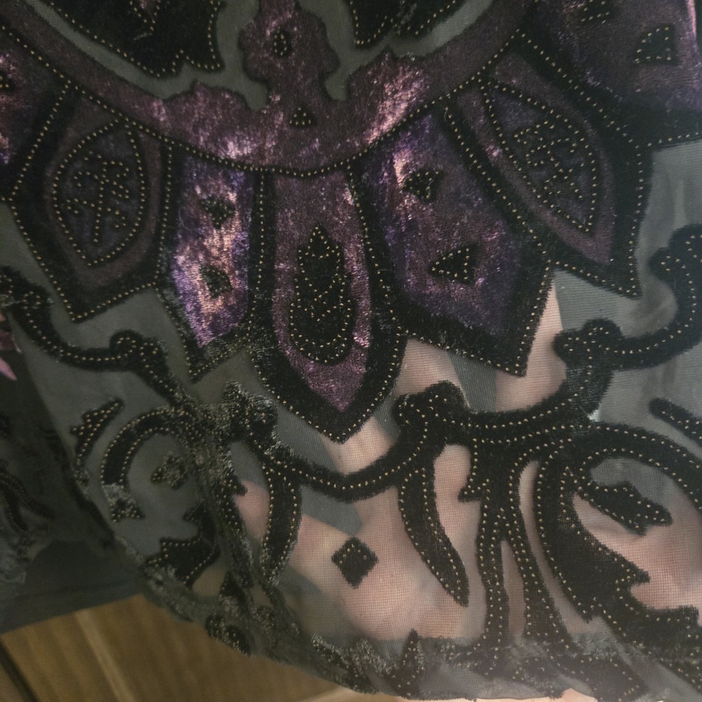 Style & Co y2k Velvet Burnout Purple‎ Black Whimsygoth Dark Fairy Plum Medium - Picture 5 of 16